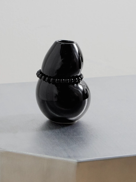  Completedworks Completedworks - Squeezed Pearl-like Embellished Glazed Ceramic Vase - Black 