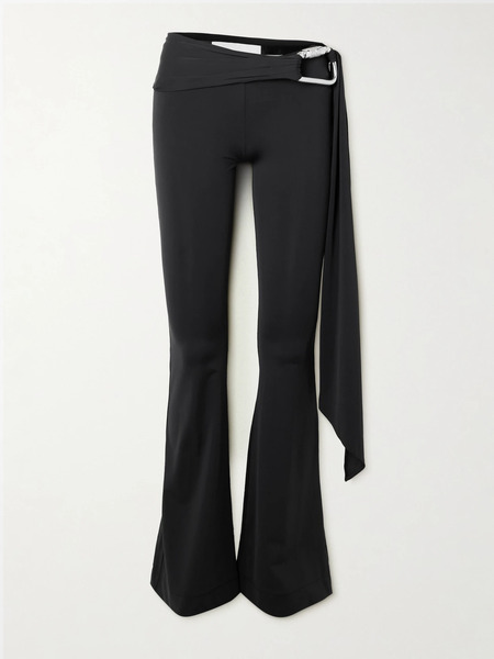  Conner Ives Conner Ives - Embellished Draped Stretch-jersey Flared Track Pants - Black 