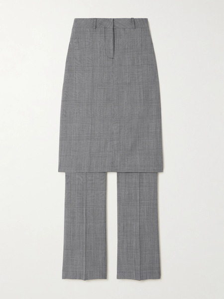  Coperni Coperni - Layered Prince Of Wales Checked Wool Straight-leg Pants - Gray 