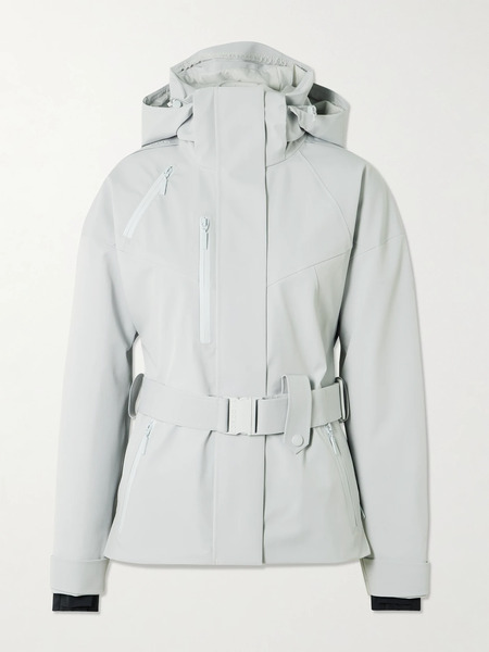  Cordova Cordova - Cascade Appliquéd Belted Stretch Hooded Ski Jacket - Light Gray 