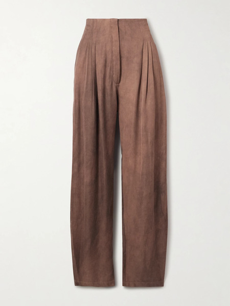 Cortana Cortana - Eclipse Pleated Voile Tapered Pants - Brown 