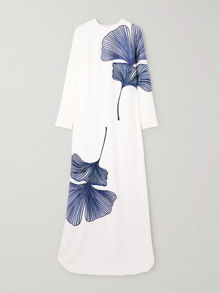  Costarellos Costarellos - Austie Embroidered Crepe Gown - White 