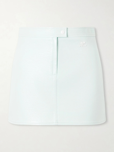  Courreges Courreges - Appliquéd Coated Cotton-blend Mini Skirt - Mint 