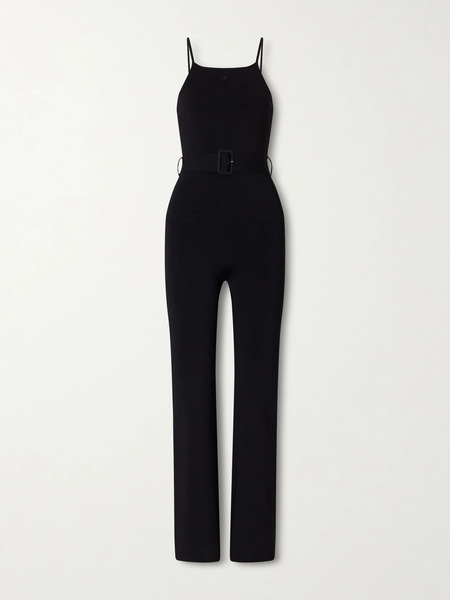  Courreges Courreges - Belted Smooth-crepe Jumpsuit - Black 