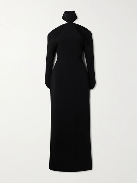  Courreges Courreges - Circle Cold-shoulder Crepe Halterneck Gown - Black 