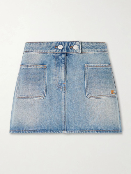  Courreges Courreges - Embroidered Denim Mini Skirt - Light Denim 