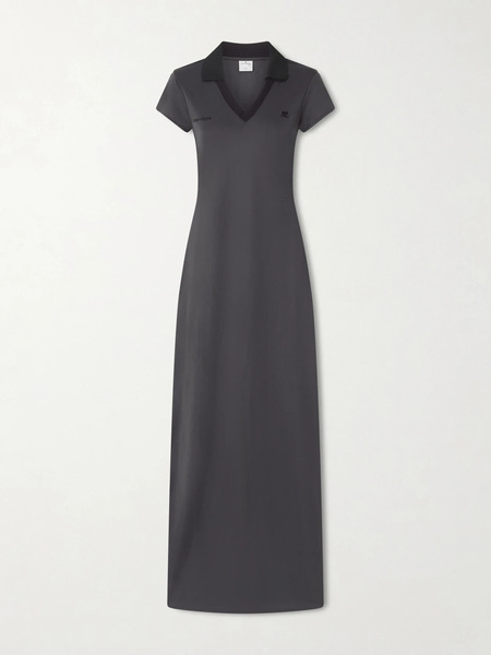  Courreges Courreges - Embroidered Jersey Maxi Dress - Dark Gray 