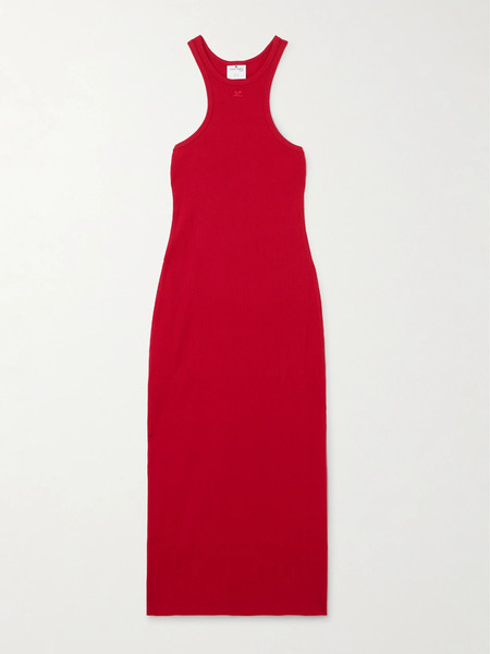  Courreges Courreges - Embroidered Ribbed Cotton-jersey Midi Dress - X Large 
