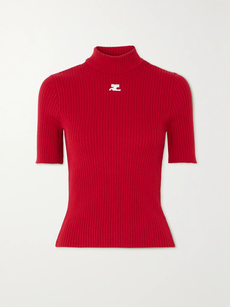  Courreges Courreges - Embroidered Ribbed-knit Top - X Small 
