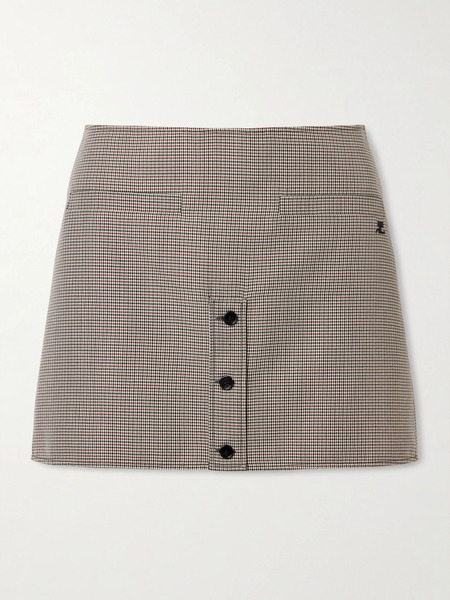  Courreges Courreges - Houndstooth Wool-blend Mini Skirt - Gray 