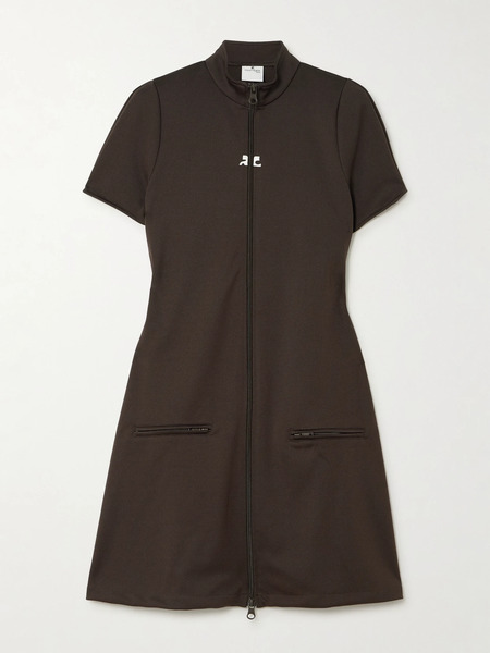  Courreges Courreges - Interlock Appliquéd Jersey Mini Dress - Dark Brown 