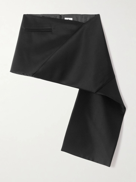  Courreges Courreges - Wrap-effect Asymmetric Satin Mini Skirt - Black 