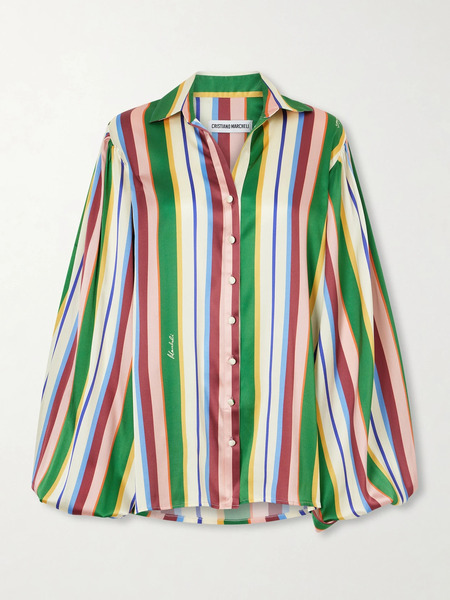  Cristiano Marcheli Cristiano Marcheli - Mia Striped Stretch-silk Satin Shirt - Multi 
