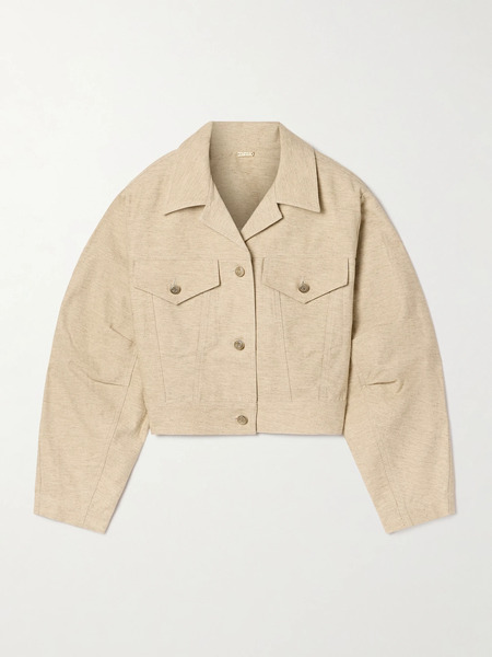  Cult Gaia Cult Gaia - Daphne Cropped Cotton And Linen-blend Twill Jacket - Beige 