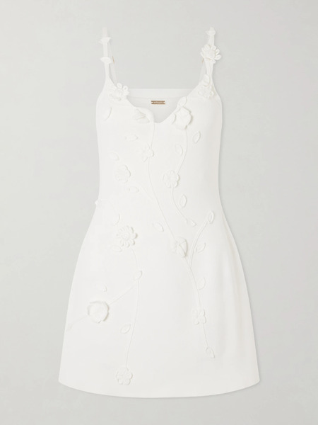  Cult Gaia Cult Gaia - Flora Appliquéd Ribbed-knit Mini Dress - Off-white 