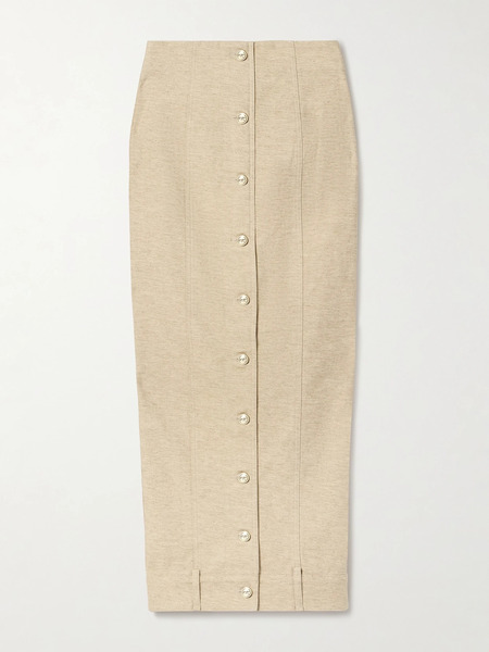  Cult Gaia Cult Gaia - Lua Cotton And Linen-blend Twill Midi Skirt - Beige 