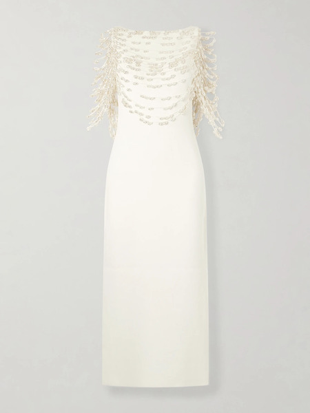  Cult Gaia Cult Gaia - Meri Cape-effect Open-back Embellished Knitted Midi Dress - Off-white 