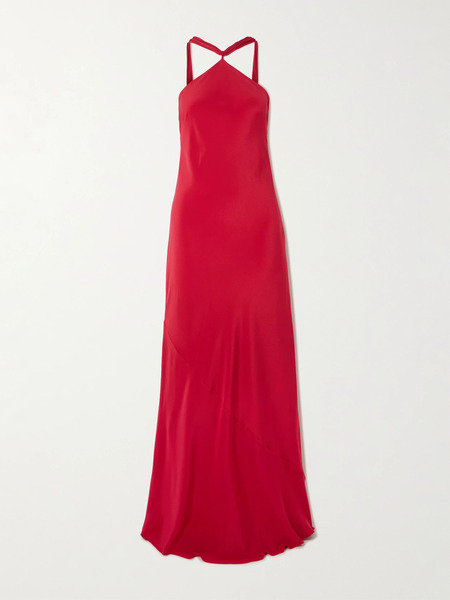  Cult Gaia Cult Gaia - Pheobe Fringed Silk-chiffon Halterneck Maxi Dress - Red 