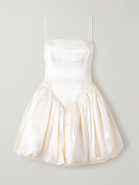  Danielle Frankel Danielle Frankel - Birdie Gathered Silk And Wool-blend Satin Bustier Mini Dress - Off-white 