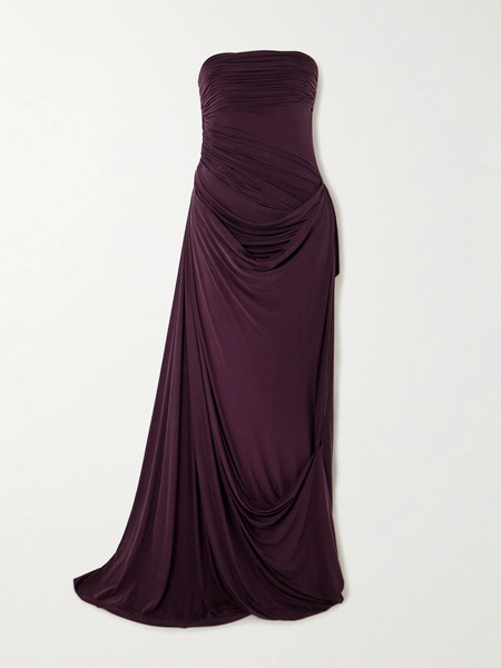  Danielle Frankel Danielle Frankel - Harris Asymmetric Draped Satin-jersey Gown - Plum 
