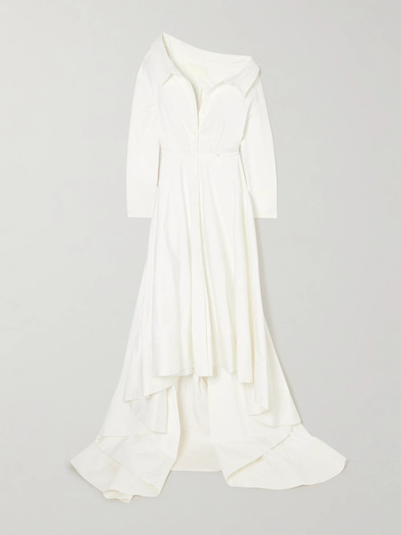  Danielle Frankel Danielle Frankel - Lou Off-the-shoulder Cotton-blend Poplin Gown - Ivory 