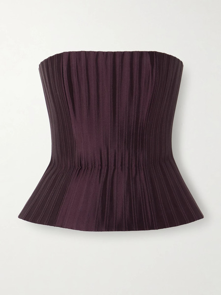  Danielle Frankel Danielle Frankel - Veda Strapless Silk-twill Bustier - Plum 