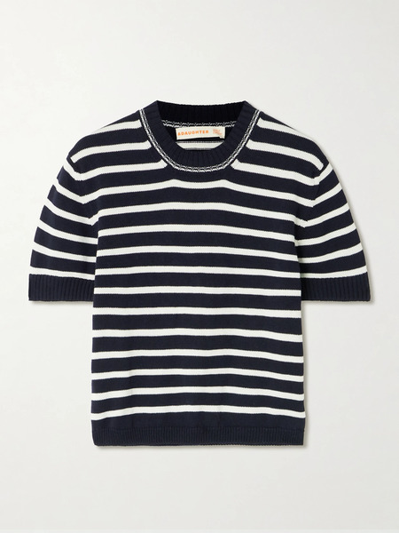  Daughter &daughter - Shona Striped Organic Cotton Top - Navy 