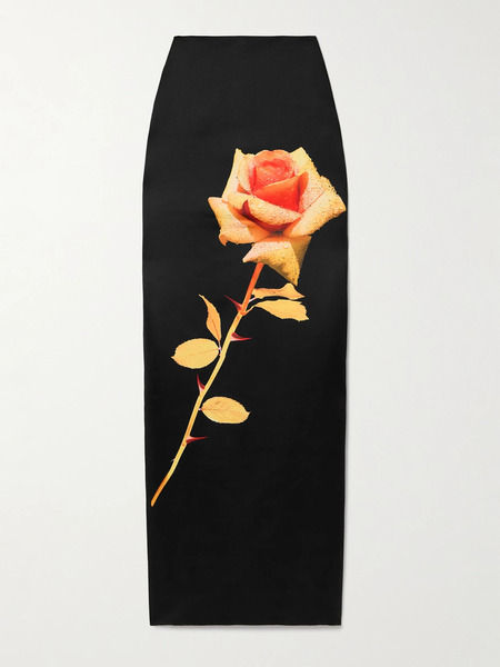  David Koma David Koma - Floral-print Duchesse-satin Maxi Skirt - Black 