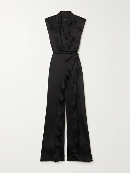  David Koma David Koma - Ruffled Satin Wrap Gown - Black 
