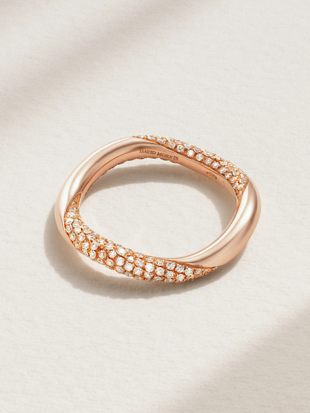  David Morris David Morris - Wave 18-karat Rose Gold Diamond Ring - 52 