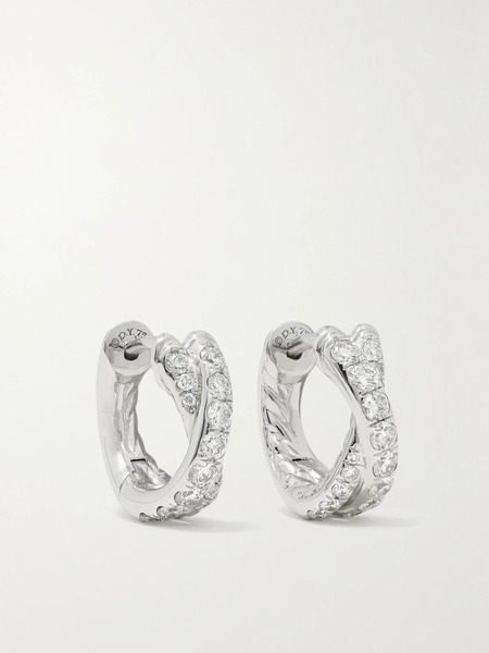 David Yurman David Yurman - Crossover 18-karat White Gold Diamond Hoop Earrings - Silver 