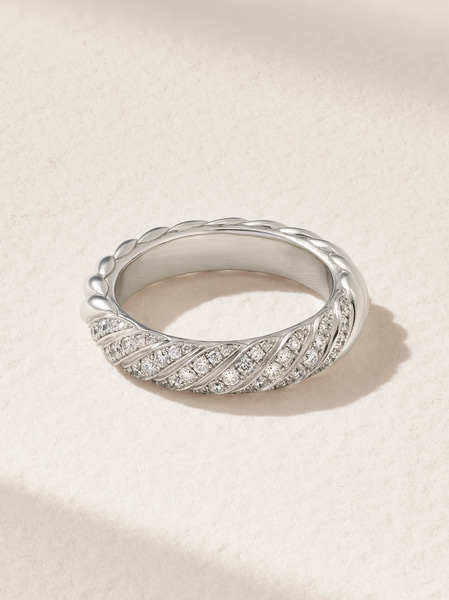  David Yurman David Yurman - Sculpted Cable 18-karat White Gold Diamond Ring - 7 