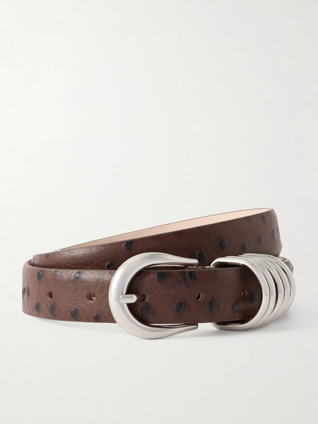  Déhanche Déhanche - Hollyhock Ostrich-effect Leather Waist Belt - Dark Brown 