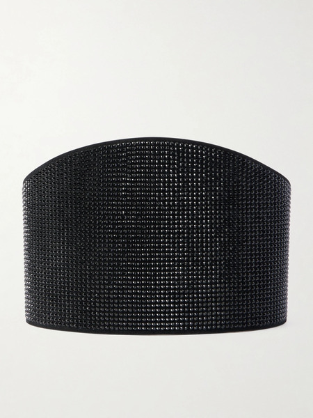  Déhanche Déhanche - Undone Crystal-embellished Suede Waist Belt - Black 