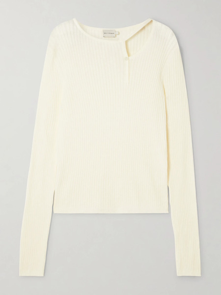 Deiji Studios Deiji Studios - Asymmetric Cutout Ribbed Cotton And Cashmere-blend Sweater - Cream 
