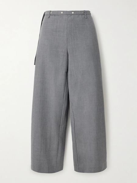  Deiji Studios Deiji Studios - Belted Pinstriped Wool Pants - Gray 