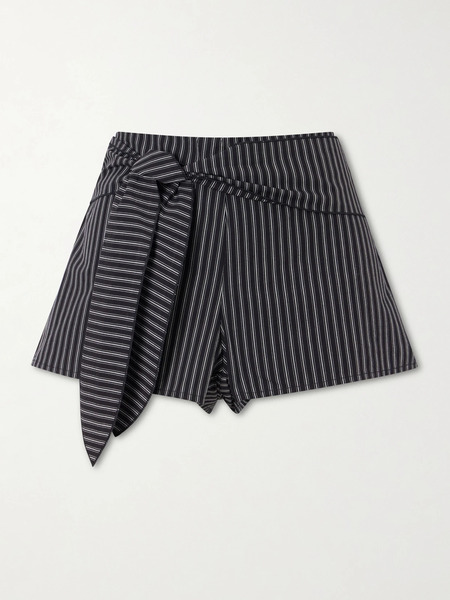  Deiji Studios Deiji Studios - Belted Striped Organic Cotton Shorts - Dark Gray 