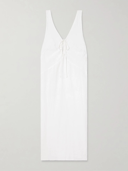 Deiji Studios Deiji Studios - Cutout Washed-linen Maxi Dress - White 