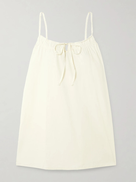  Deiji Studios Deiji Studios - Drawstring Organic Cotton-poplin Mini Dress - Off-white 