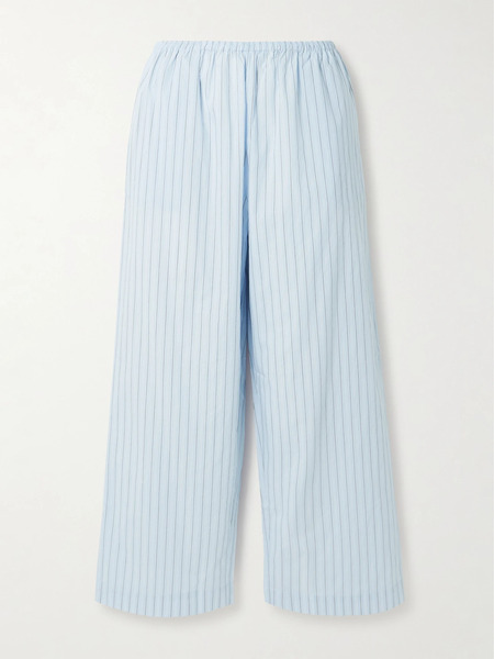  Deiji Studios Deiji Studios - Ease Striped Organic Cotton-poplin Pants - Light Blue 