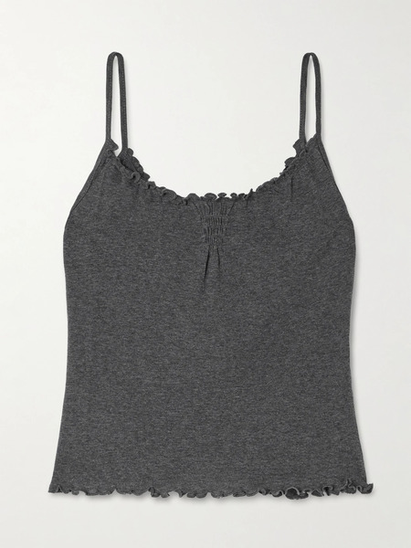  Deiji Studios Deiji Studios - Flounce Shirred Cotton And Wool-blend Tank - Gray 