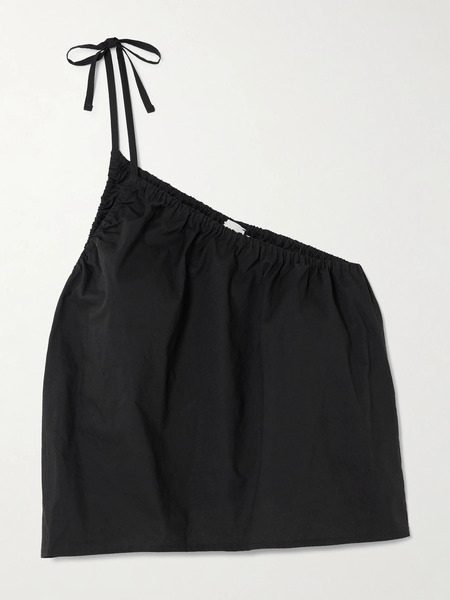  Deiji Studios Deiji Studios - Gathered One-shoulder Organic Cotton-poplin Top - Black 