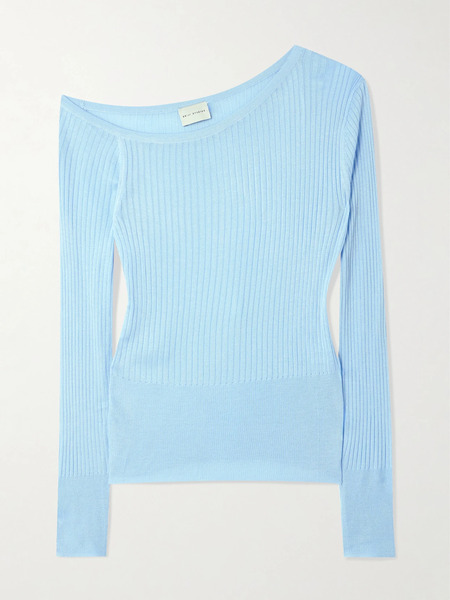  Deiji Studios Deiji Studios - One-shoulder Ribbed-knit Top - Blue 