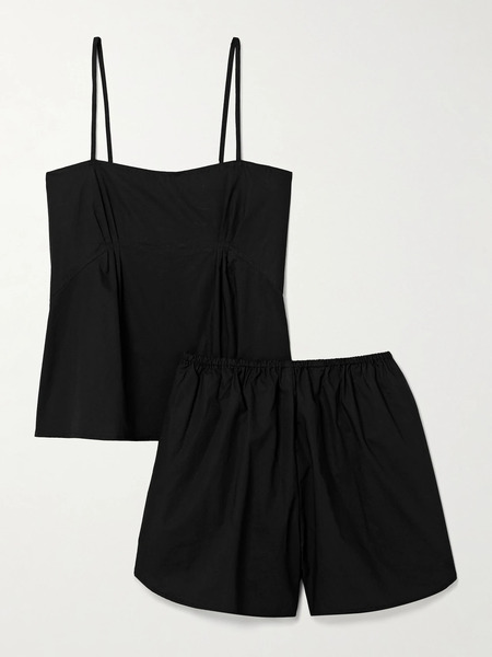 Deiji Studios Deiji Studios - Pintucked Organic Cotton-poplin Tank And Shorts Set - Black 
