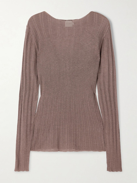  Deiji Studios Deiji Studios - Ribbed Open-knit Top - Brown 