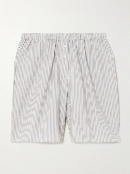  Deiji Studios Deiji Studios - Striped Organic Cotton-poplin Shorts - Light Blue 