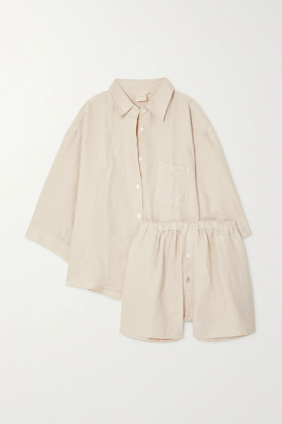 Deiji Studios Deiji Studios - The 03 Washed-linen Shirt And Shorts Set - Cream 