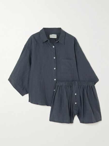  Deiji Studios Deiji Studios - The 03 Washed-linen Shirt And Shorts Set - Indigo 