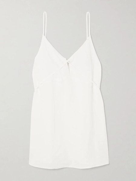  Deiji Studios Deiji Studios - Tie-detailed Linen Mini Dress - White 