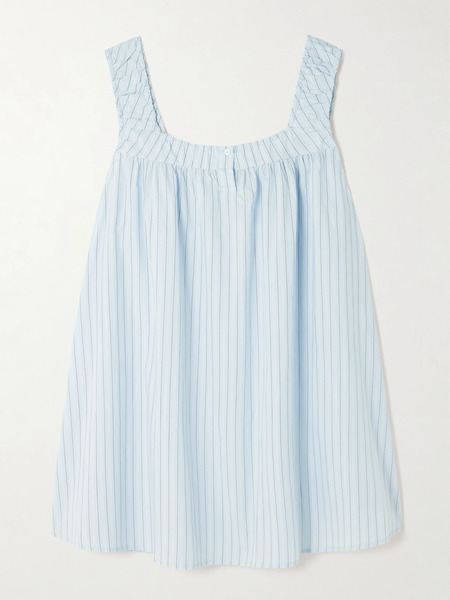  Deiji Studios Deiji Studios - Yoke Striped Cotton-poplin Mini Dress - Light Blue 